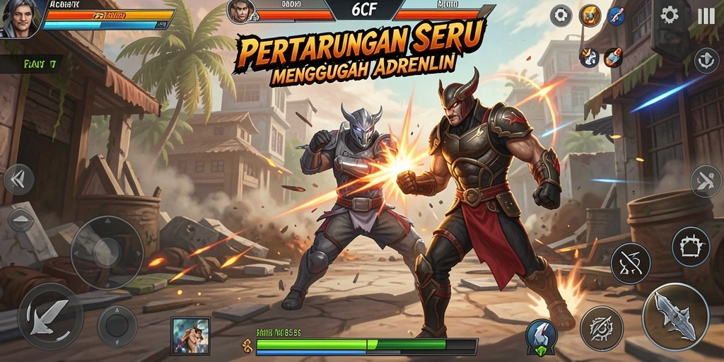 Tampilan aksi pertarungan seru dalam game 6CF.