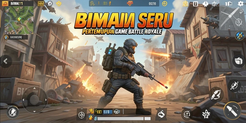 Tampilan eksplosif dari gameplay BIMA11 dalam mode Battle Royale.