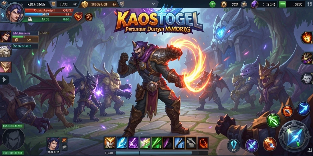 Tangkapan layar gameplay KAOSTOGEL yang menampilkan aksi pertempuran seru dalam dunia MMORPG.