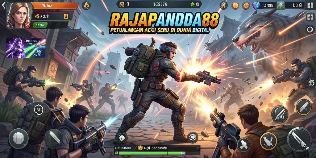 Tangkapan layar menunjukkan pertarungan seru dalam gameplay aksi RAJAPANDA88.