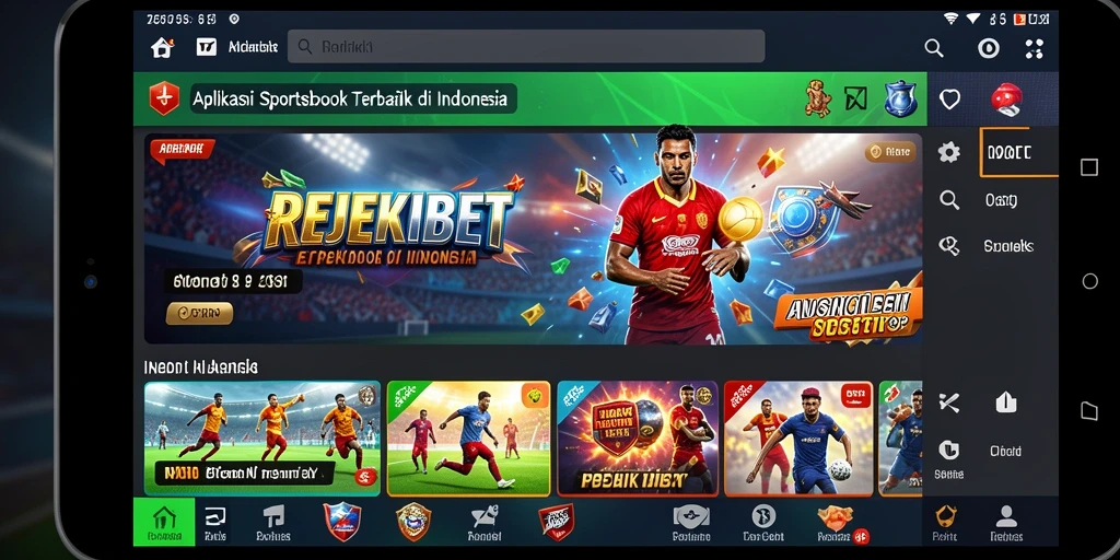 Tampilan antarmuka menarik pada aplikasi Sportsbook REJEKIBET.
