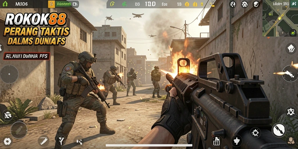 Tampilan gameplay ROKOK88 dengan aksi menembak yang mendebarkan.